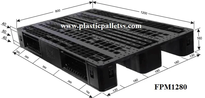 FPM1280 - Export Pallets plastic pallet size 1200 mm x 800 mm x 160 mm export-ready, durable, suitable for UAE logistics