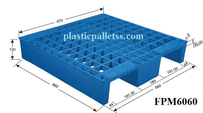 FPM6060 - HDPE Pallets plastic pallet size 670 mm x 660 mm x 130 mm export-ready, durable, suitable for UAE logistics
