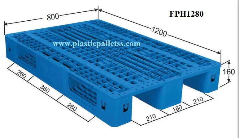 FPH1280 - Heavy Duty Pallets plastic pallet size 1200mm x 800mm x 160mm export-ready, durable, suitable for UAE logistics